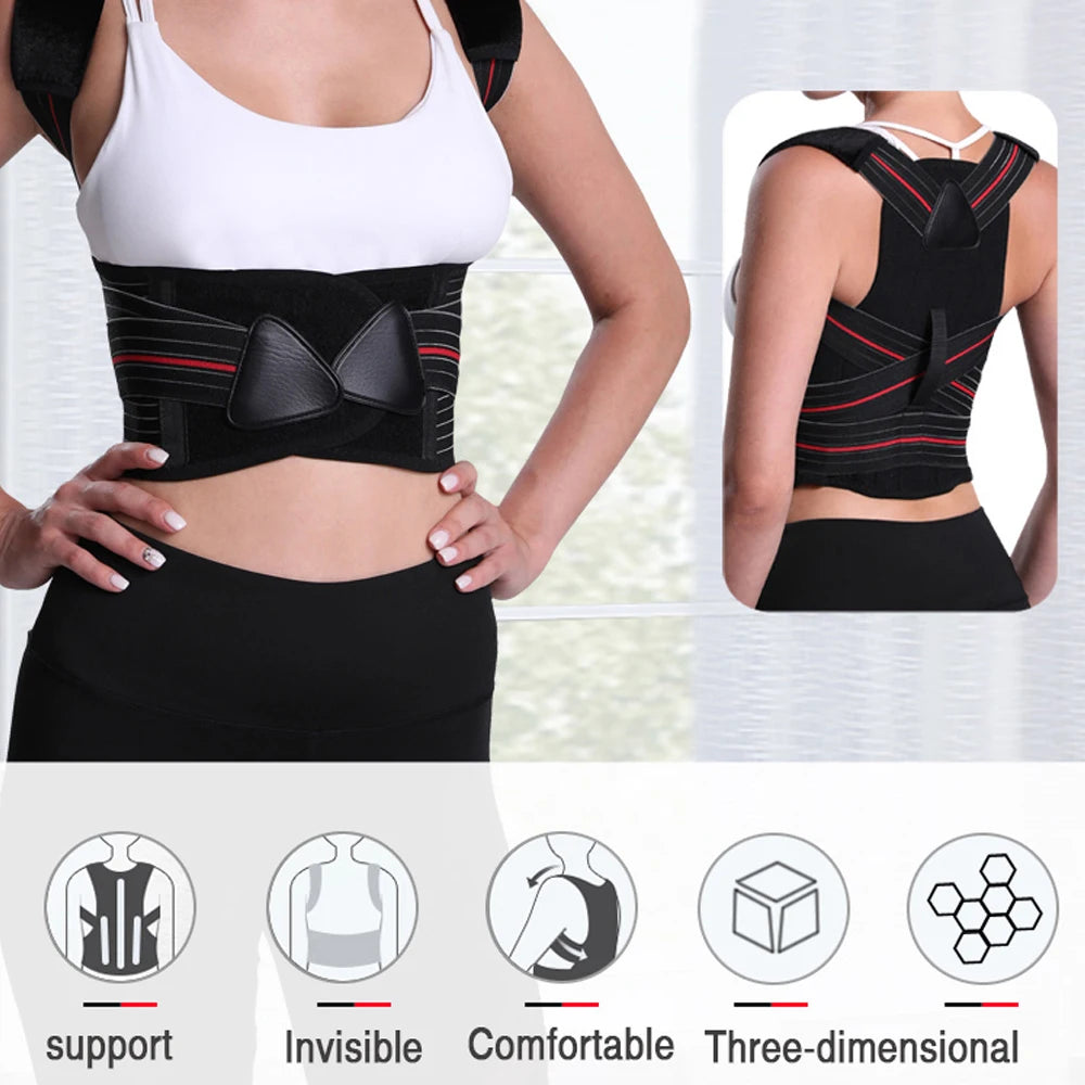 BraceTop Adjustable Posture Corrector Back Support Shoulder Brace Posture Correction Spine Posture Corrector Postural Fixer Tape