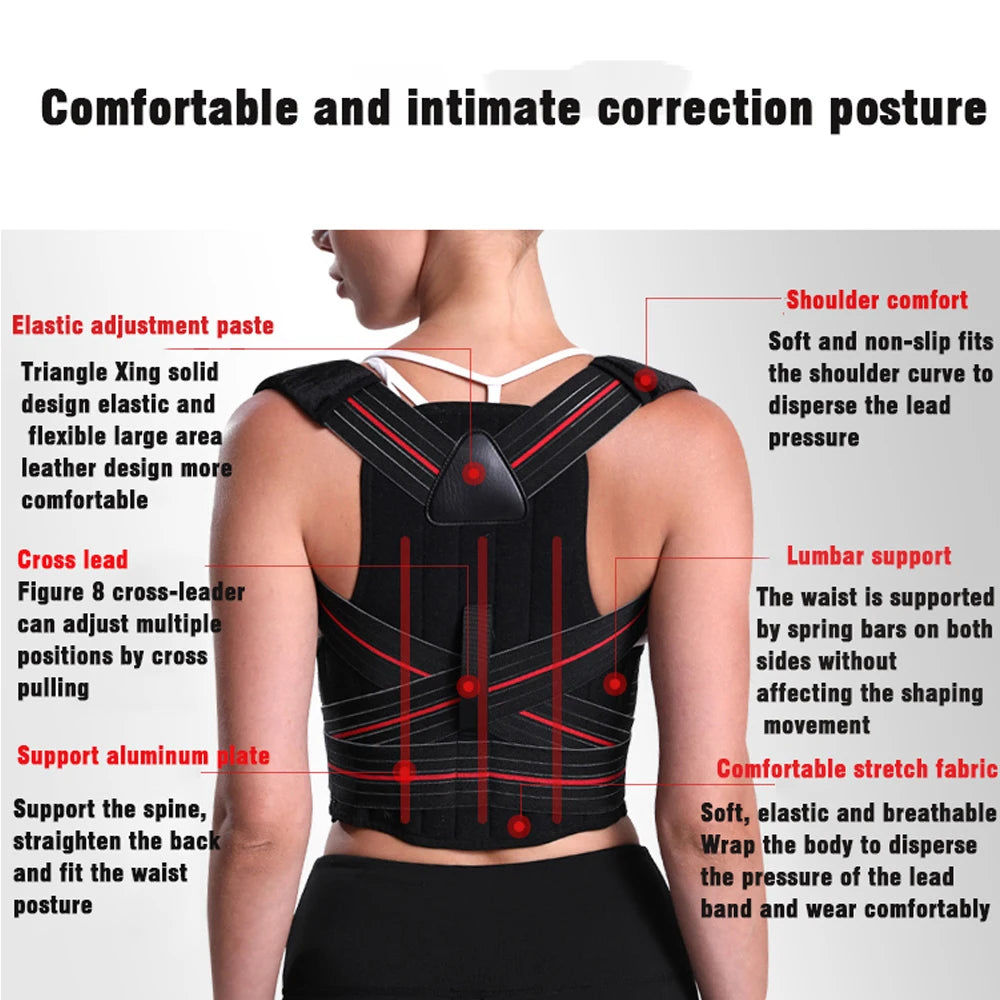 BraceTop Adjustable Posture Corrector Back Support Shoulder Brace Posture Correction Spine Posture Corrector Postural Fixer Tape